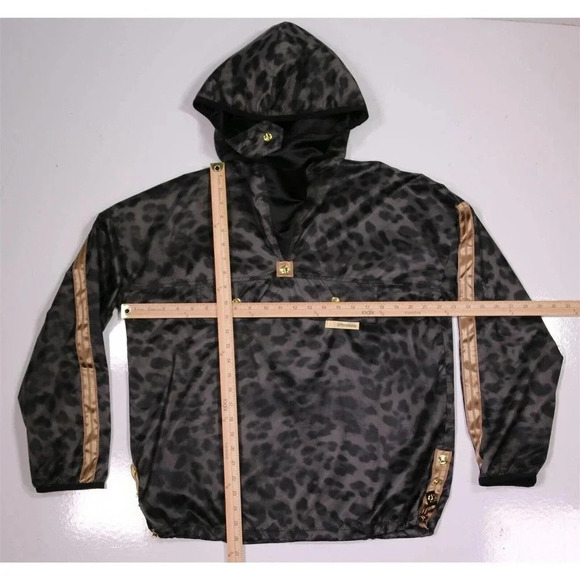 Astrid Andersen Green Leopard Print Hooded Pullover Rain Jacket Unisex Small - Picture 5 of 10